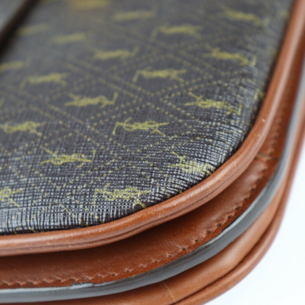 SAINT LAURENT Brown Monogram Leather Shoulder Bag - Picture 6 of 9